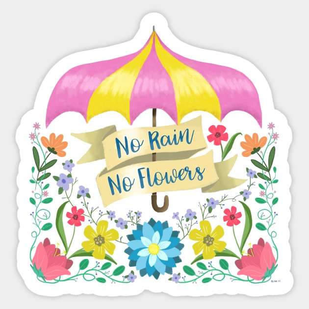 No Rain No Flowers Sticker by LittleBunnySunshine